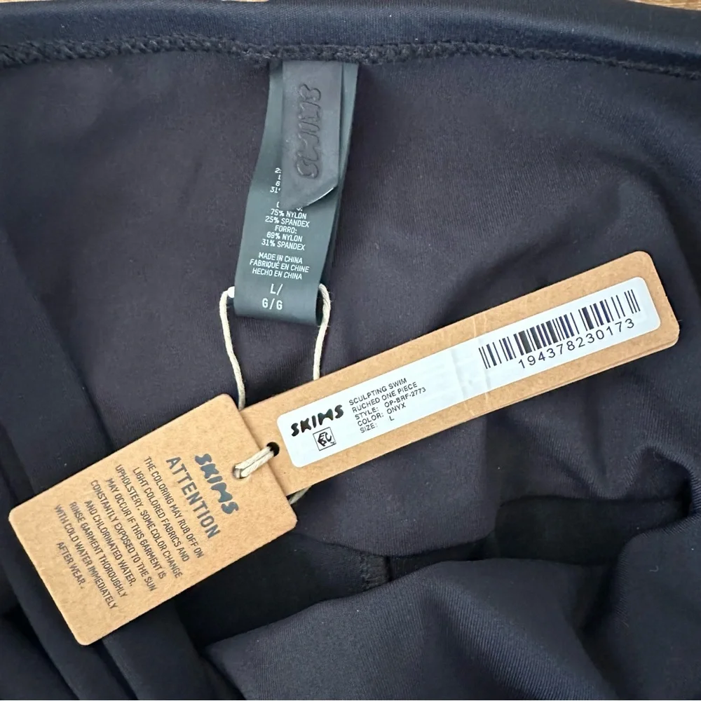 Skims Sculpting Swim Ruched One‎ Piece Swimsuit ladies L Onyx black NWT
